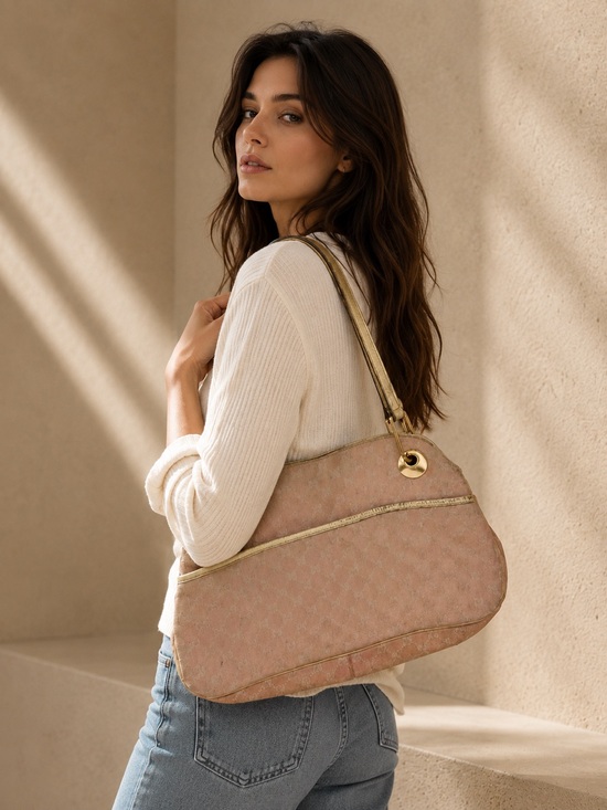 Gucci Handbags - Gucci Pink GG Canvas Eclipse Shoulder Bag | Fair/Poor Condition